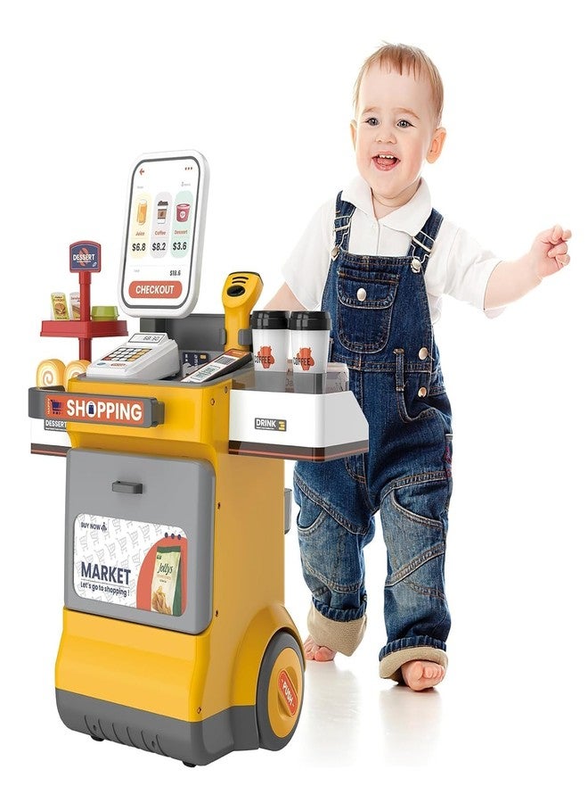 CIRBOX 48PCS Kids Cash Register Playset - Pretend Supermarket Toy with Scanner, Play Food & Grocery Items for Boys & Girls Age 3+ - Image 1